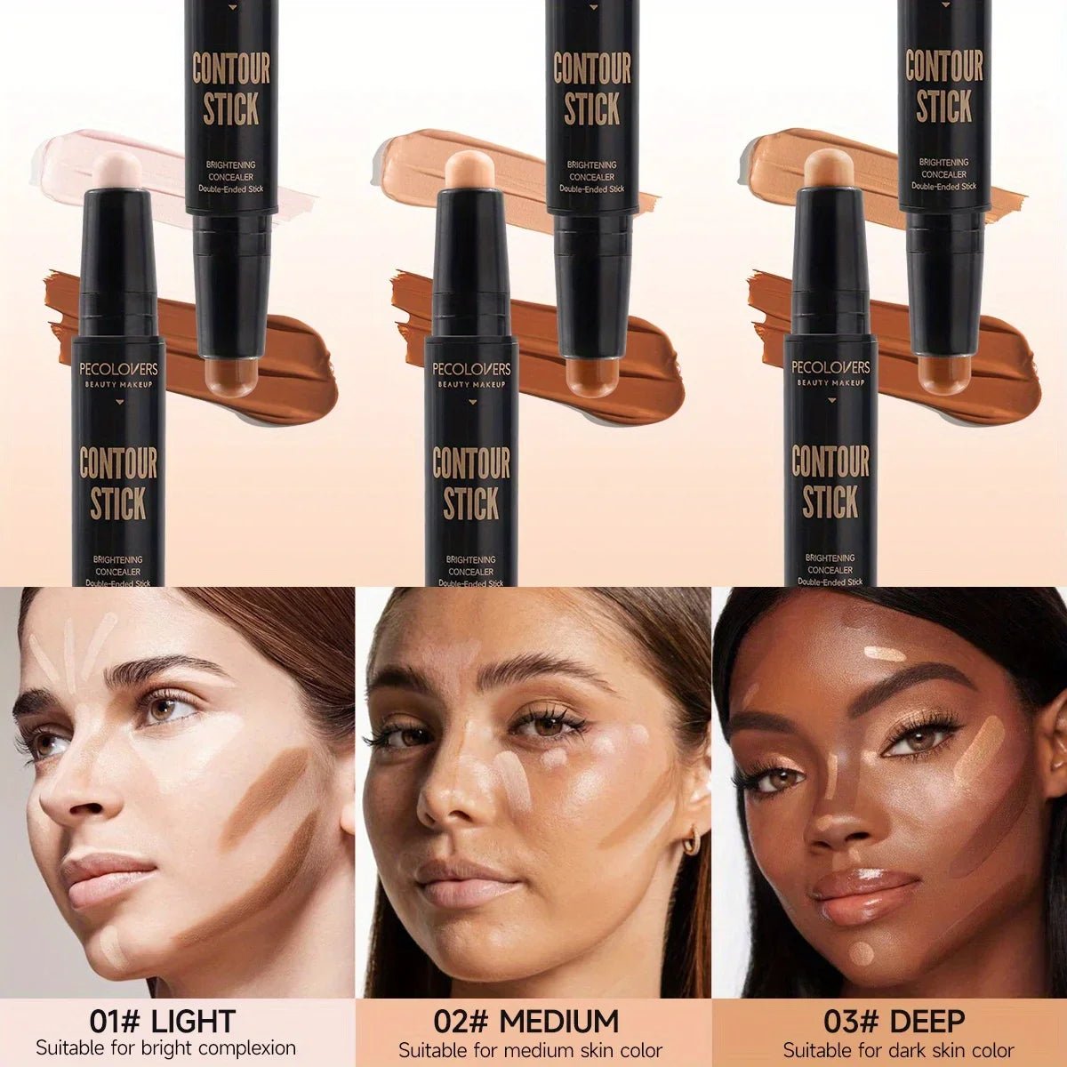 Stylo de maquillage double tête, fond de teint liquide imperméable - Zone shopping