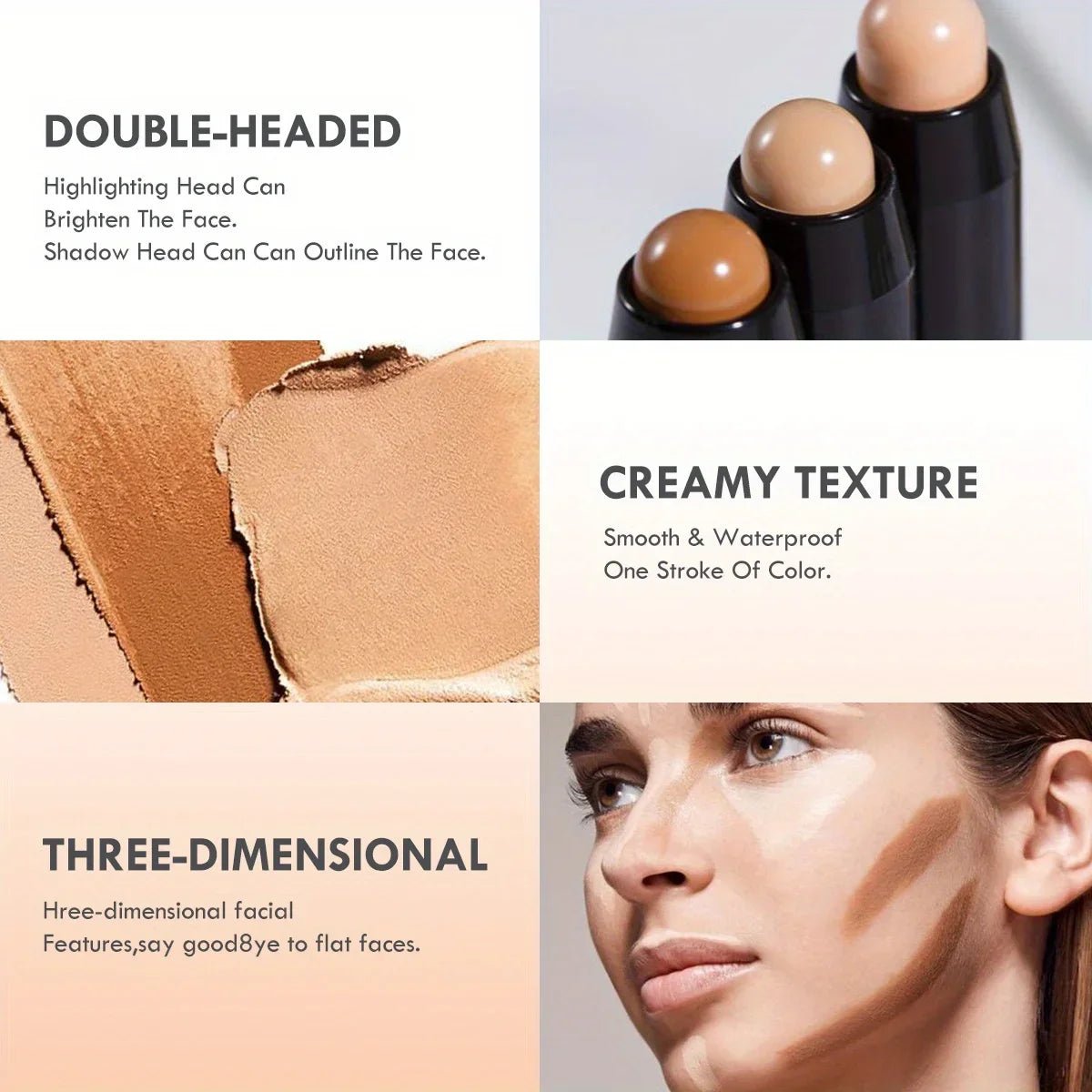 Stylo de maquillage double tête, fond de teint liquide imperméable - Zone shopping