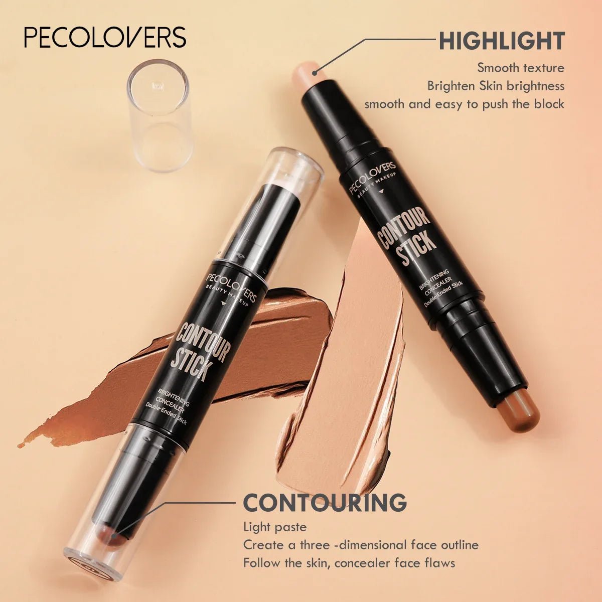 Stylo de maquillage double tête, fond de teint liquide imperméable - Zone shopping