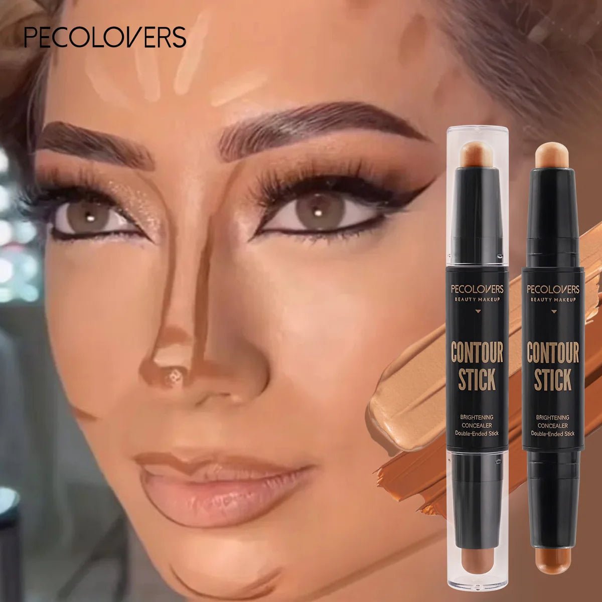 Stylo de maquillage double tête, fond de teint liquide imperméable - Zone shopping