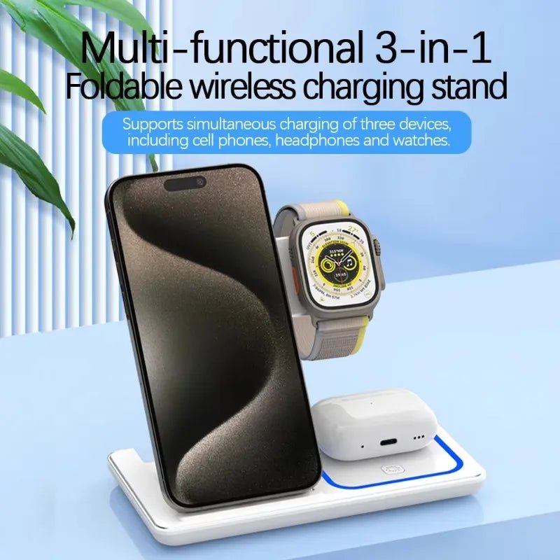 Support de chargeur sans fil 3 en 1 pliable pour iPhone et Apple Watch - Zone shopping