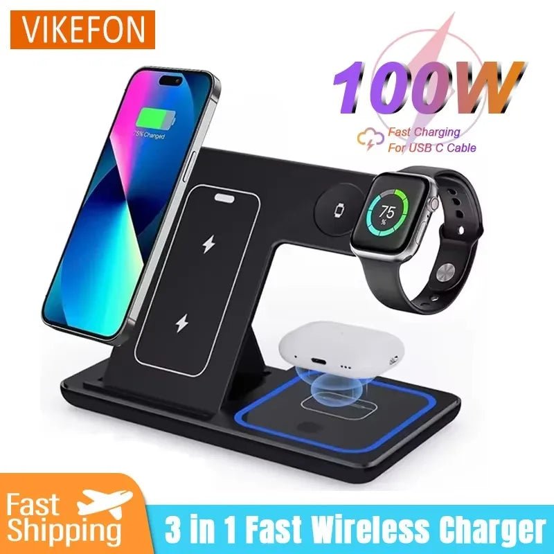 Support de chargeur sans fil 3 en 1 pliable pour iPhone et Apple Watch - Zone shopping