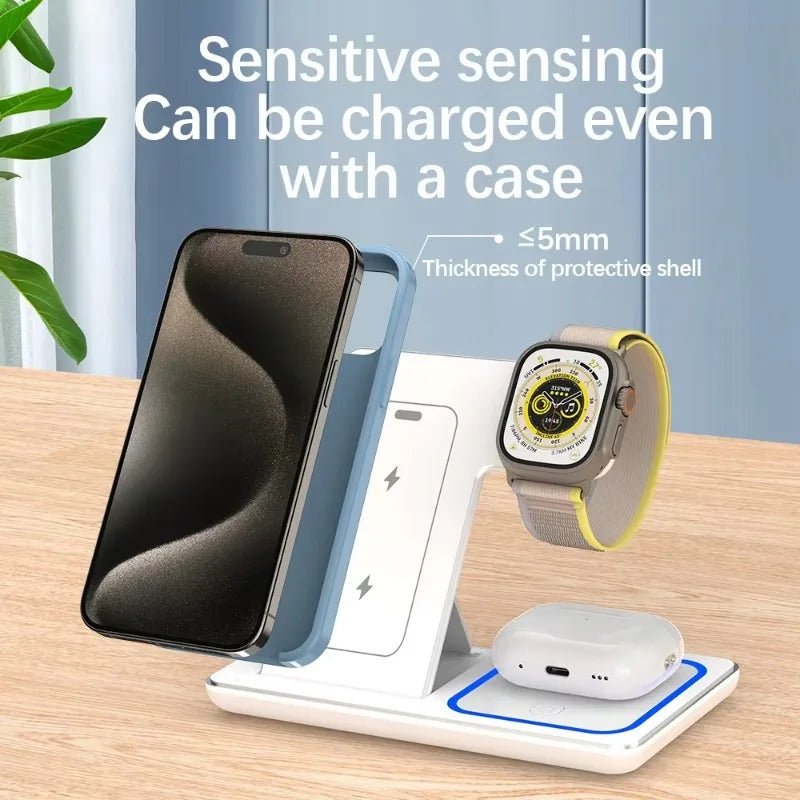 Support de chargeur sans fil 3 en 1 pliable pour iPhone et Apple Watch - Zone shopping