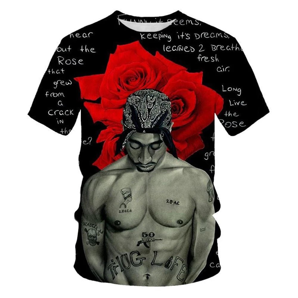 T-shirt 3D imprimé tendance hip - hop été, style street rock cool - Zone shopping