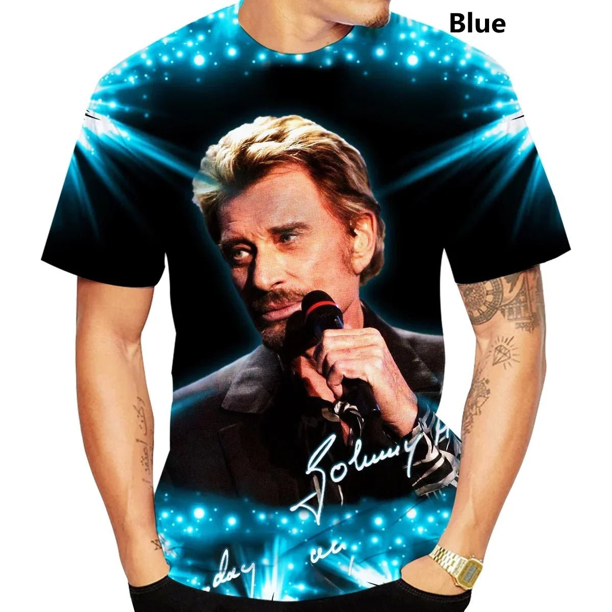 T-shirt 3D Rock Star Johnny Hallyday - Mode été hommes femmes - Zone shopping