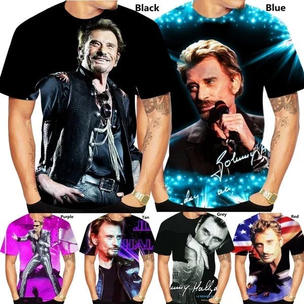 T-shirt 3D Rock Star Johnny Hallyday - Mode été hommes femmes - Zone shopping