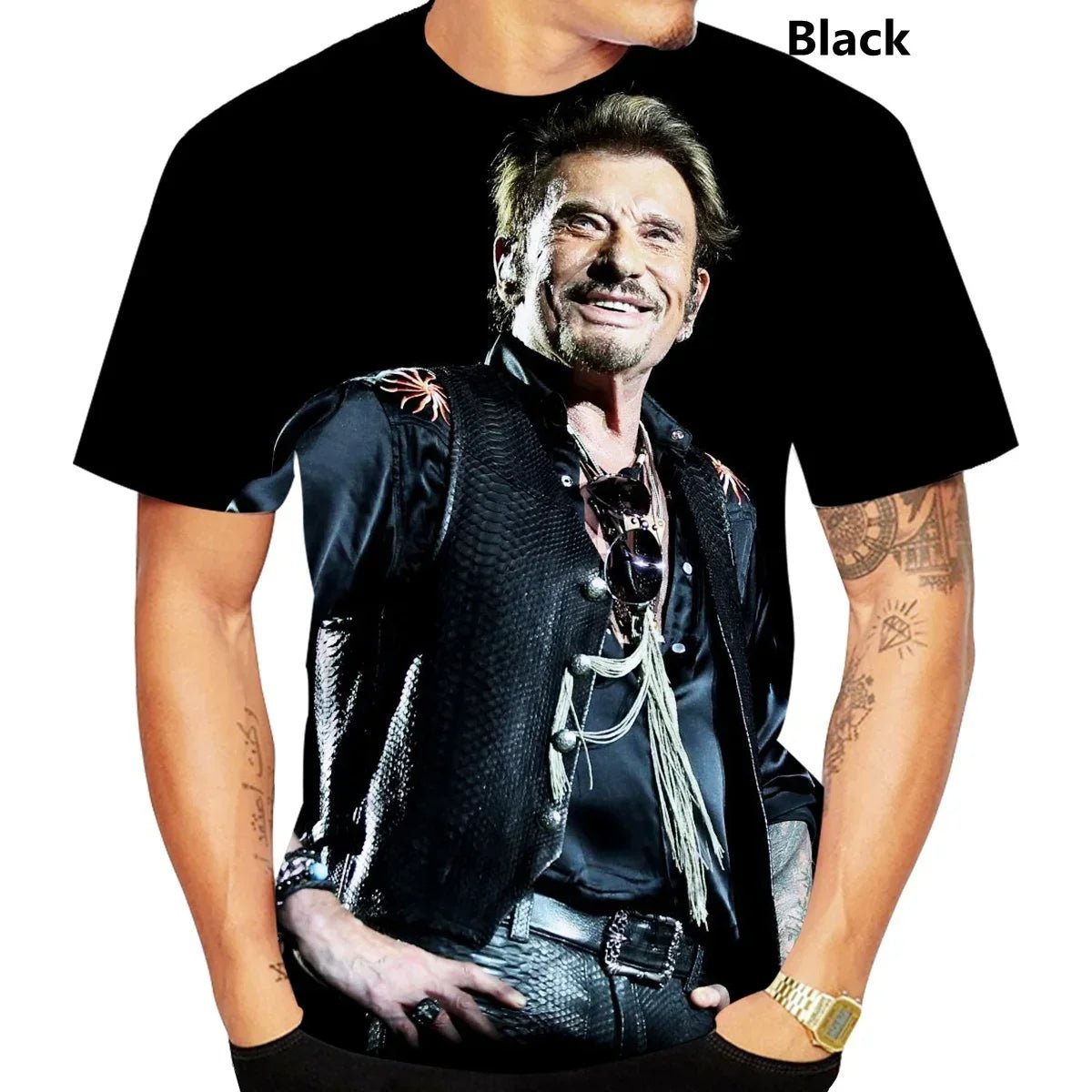 T-shirt 3D Rock Star Johnny Hallyday - Mode été hommes femmes - Zone shopping