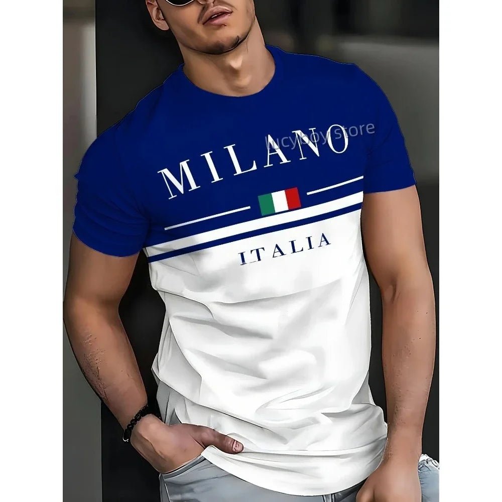 T-shirt homme rétro 3D MILANO ITALIA, manches courtes, col rond - Zone shopping