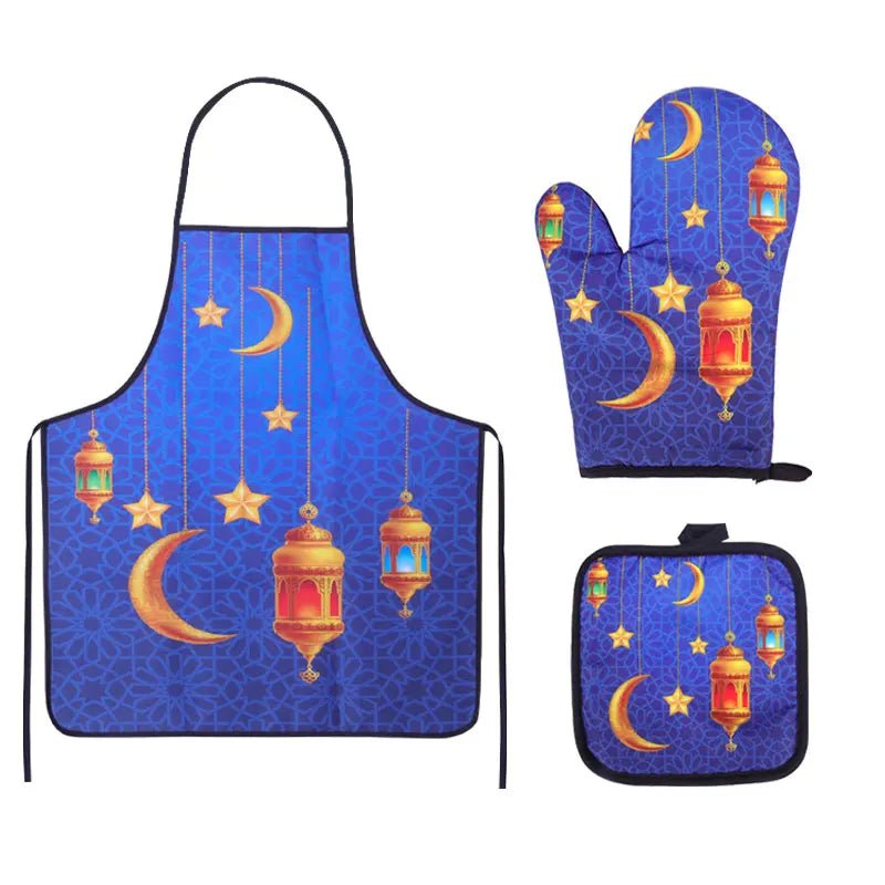 Tablier anti - chaleur et gants de cuisson Eid Mubarak Ramadan Kareem - Zone shopping