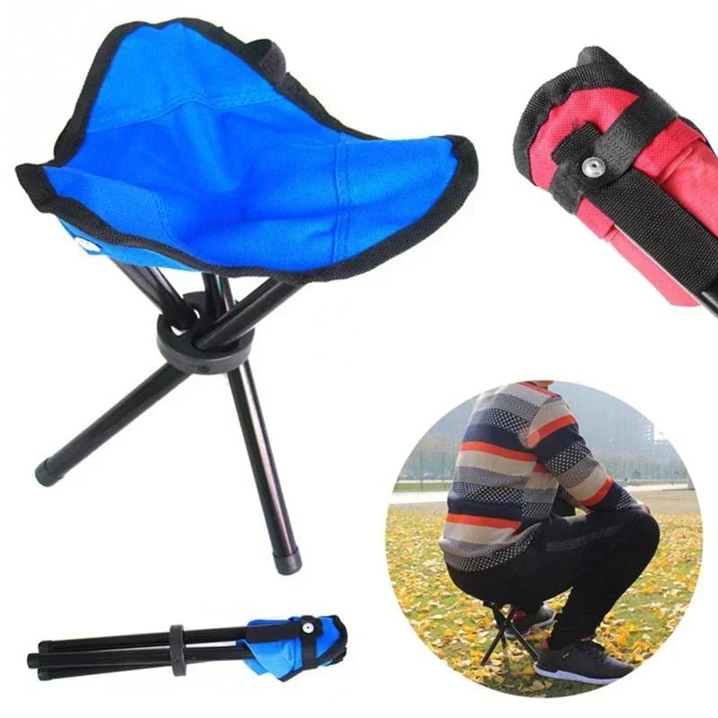 Taburée trépied pliable en acier: idéale pour pique - nique et camping - Zone shopping