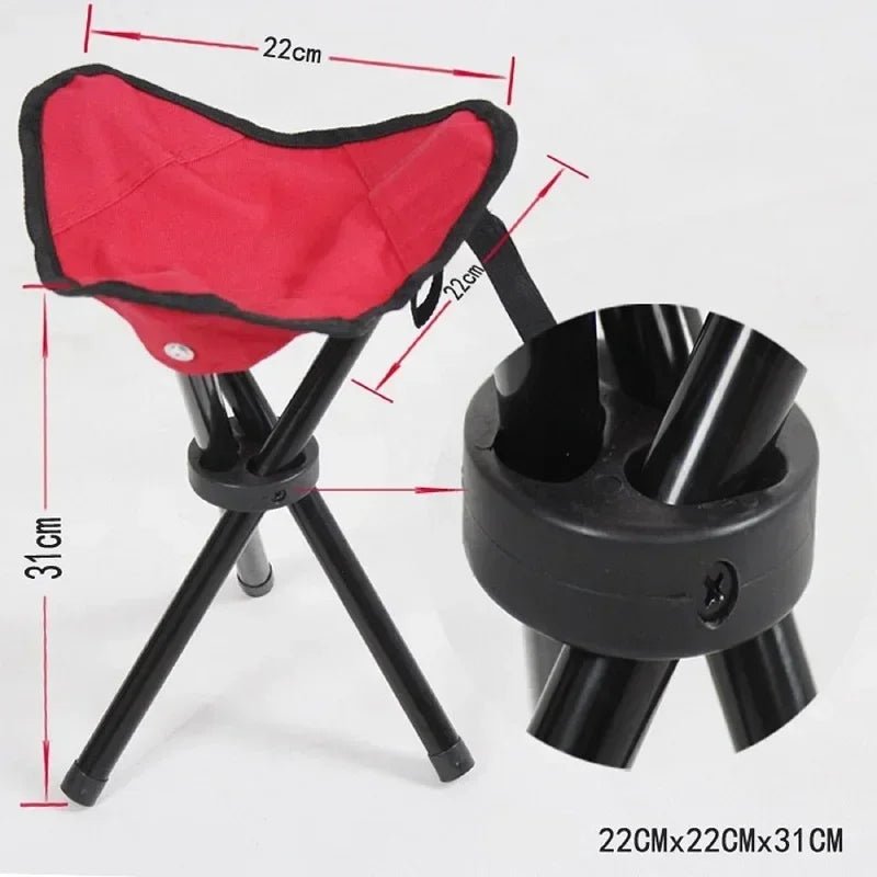 Taburée trépied pliable en acier: idéale pour pique - nique et camping - Zone shopping