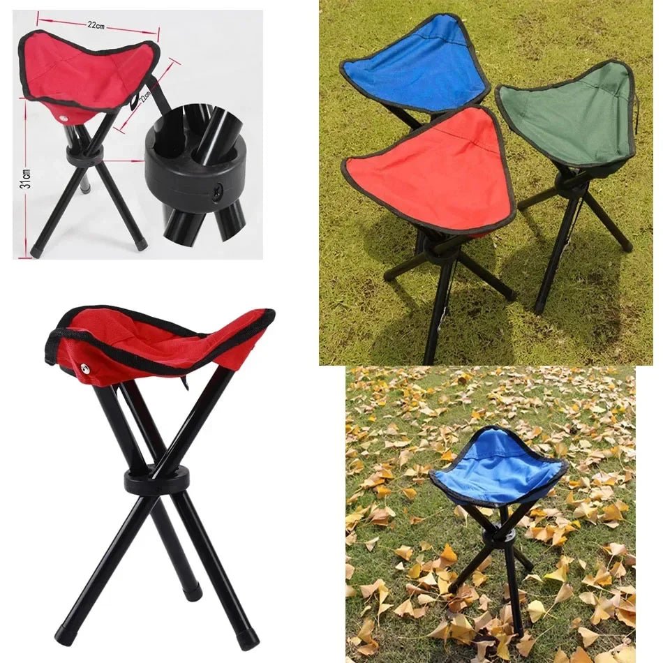 Taburée trépied pliable en acier: idéale pour pique - nique et camping - Zone shopping