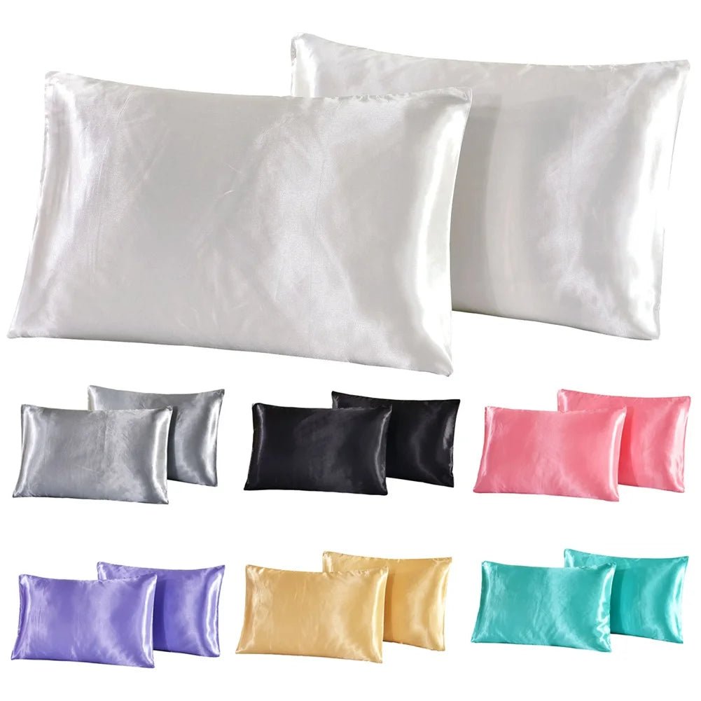 Taie d'oreiller en satin de soie Queen - Housse lisse 1 pièce - Zone shopping