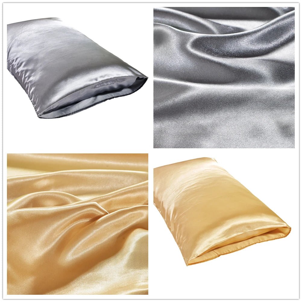 Taie d'oreiller en satin de soie Queen - Housse lisse 1 pièce - Zone shopping