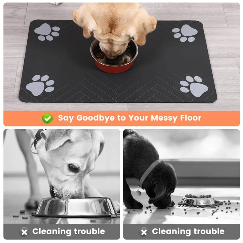 Tapis d'alimentation pour animaux de compagnie, napperon absorbant pour aliments et bol d'eau, avec support en caoutchouc imperméable, tapis d'eau à séchage rapide pour chien et chat - Zone shopping