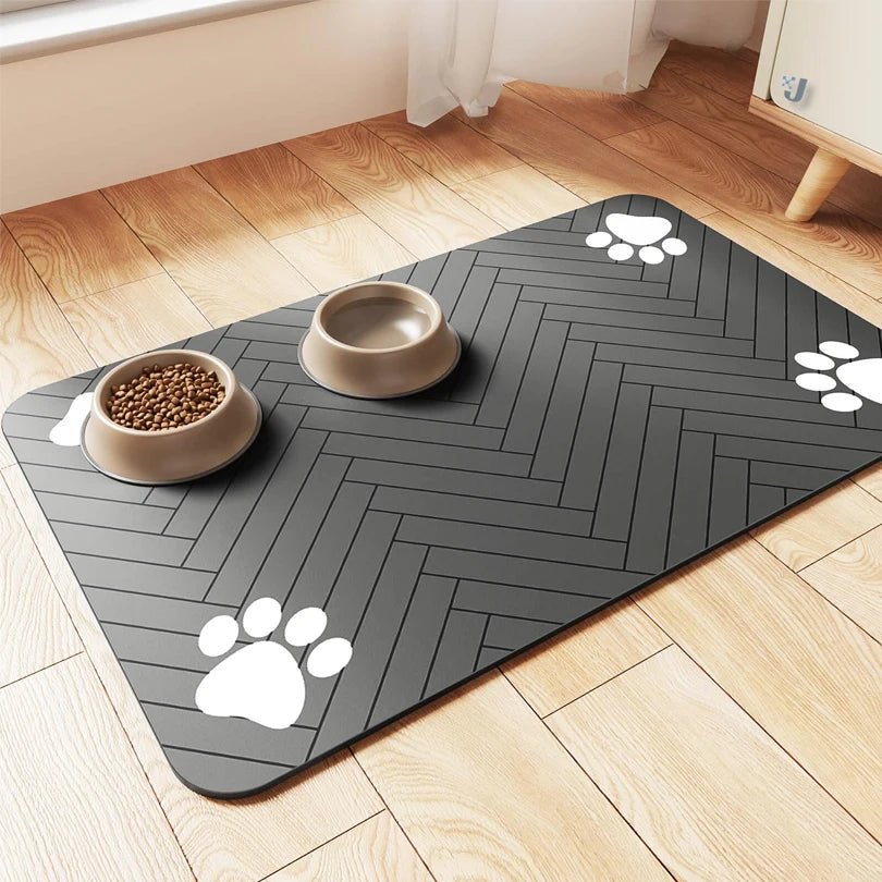 Tapis d'alimentation pour animaux de compagnie, napperon absorbant pour aliments et bol d'eau, avec support en caoutchouc imperméable, tapis d'eau à séchage rapide pour chien et chat - Zone shopping