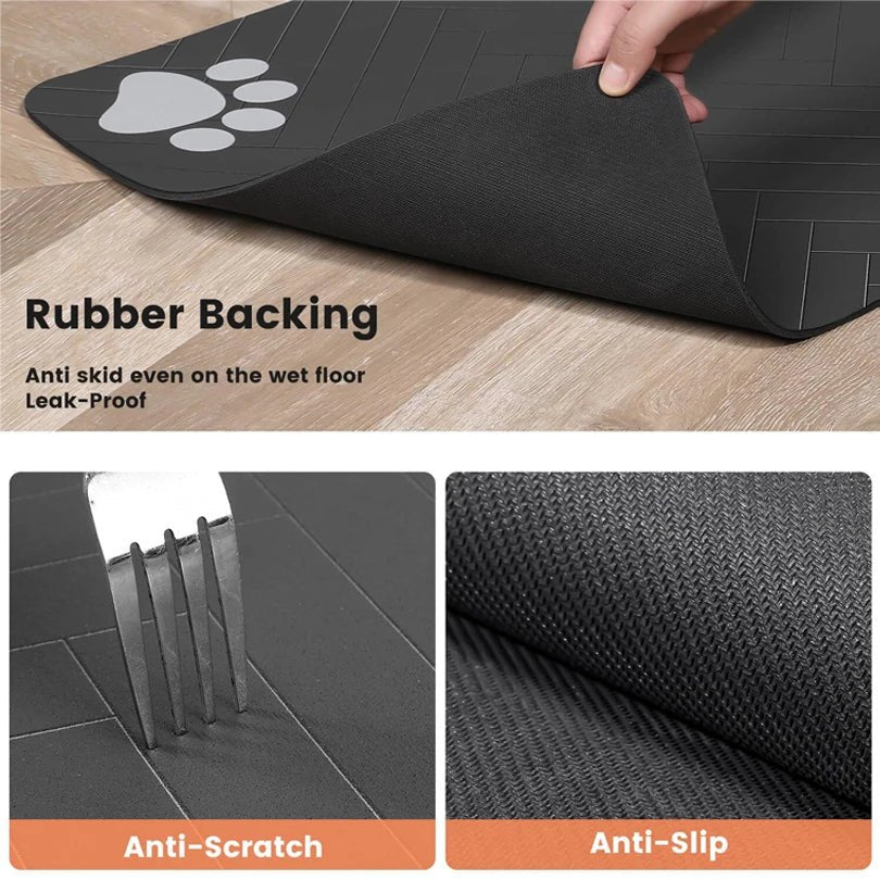 Tapis d'alimentation pour animaux de compagnie, napperon absorbant pour aliments et bol d'eau, avec support en caoutchouc imperméable, tapis d'eau à séchage rapide pour chien et chat - Zone shopping