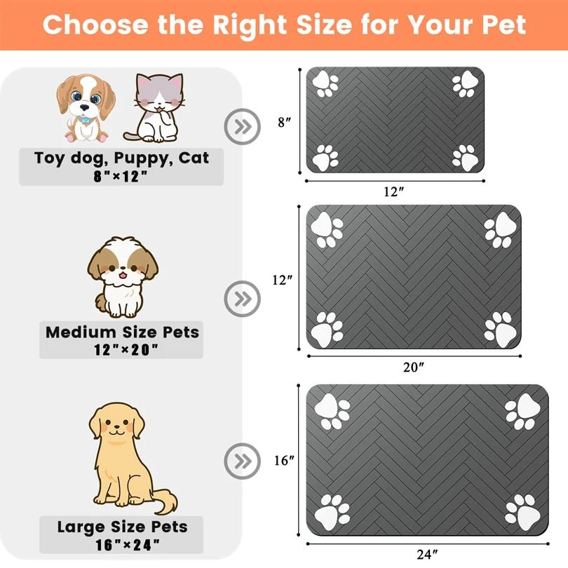 Tapis d'alimentation pour animaux de compagnie, napperon absorbant pour aliments et bol d'eau, avec support en caoutchouc imperméable, tapis d'eau à séchage rapide pour chien et chat - Zone shopping