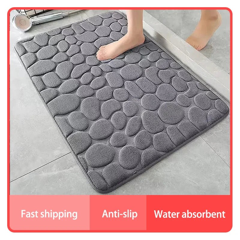 Tapis de salle de bain antidérapant 3D, pavé en relief, paillasson absorbant, tapis de sol de porte, lavable en Machine, séchage rapide - Zone shopping