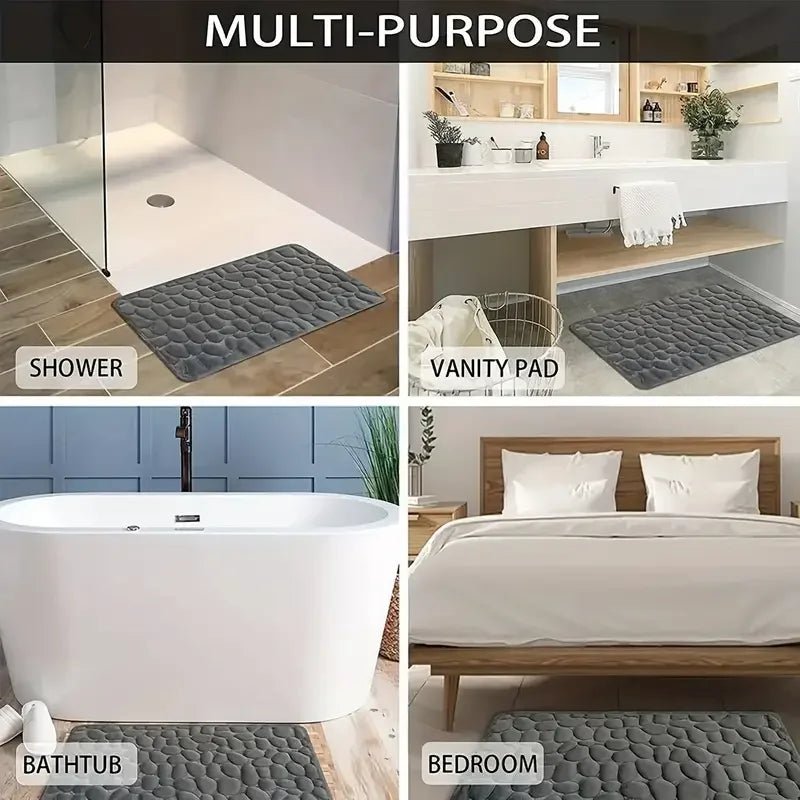 Tapis de salle de bain antidérapant 3D, pavé en relief, paillasson absorbant, tapis de sol de porte, lavable en Machine, séchage rapide - Zone shopping