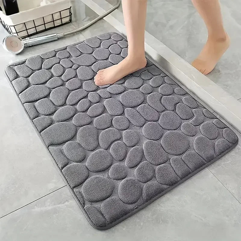 Tapis de salle de bain antidérapant 3D, pavé en relief, paillasson absorbant, tapis de sol de porte, lavable en Machine, séchage rapide - Zone shopping