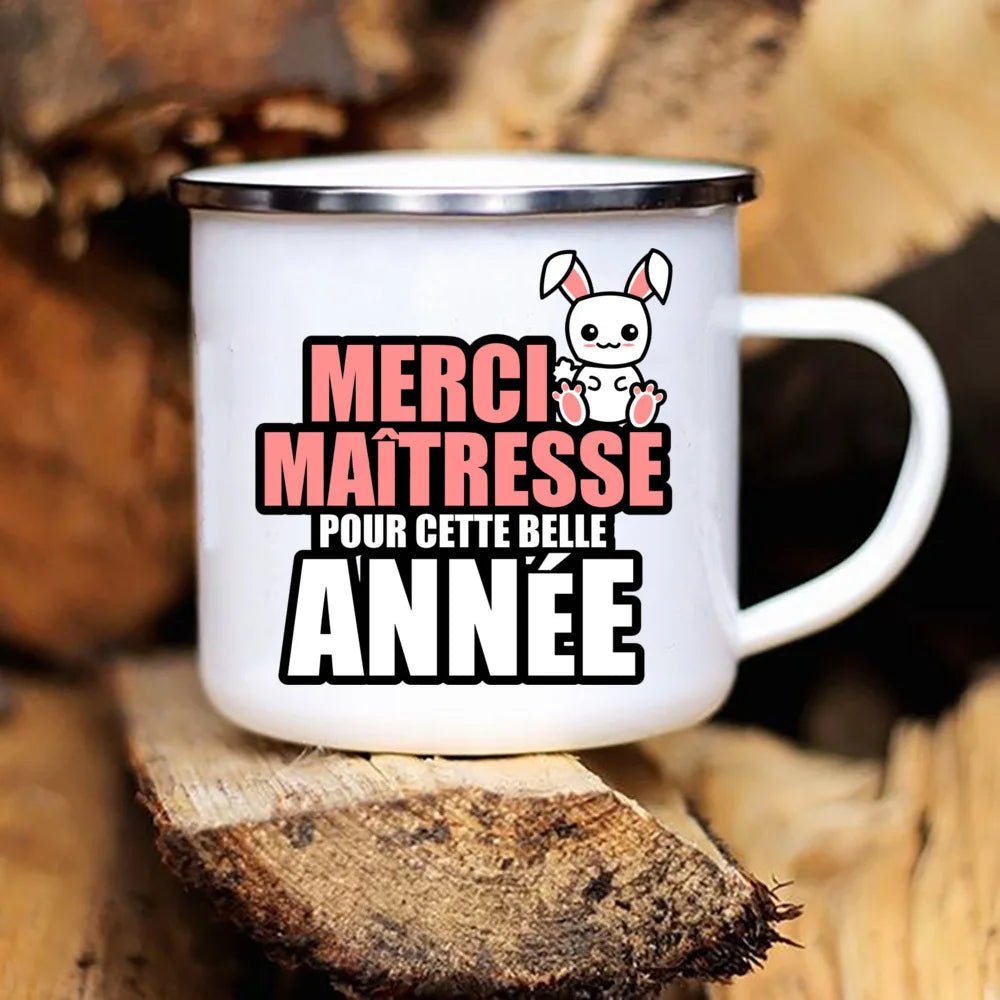 Tasse émaillée remerciement, cadeau original pour enseignants café - Zone shopping