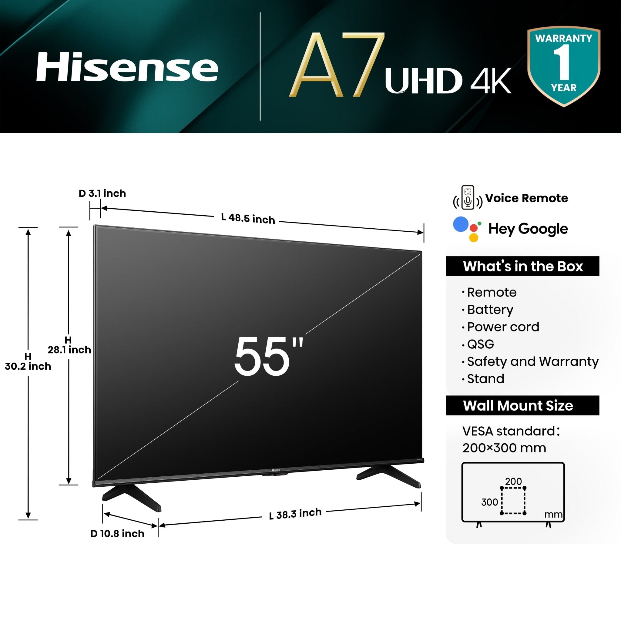 Téléviseur intelligent Hisense 55 pouces A7 4K UHD Dolby Vision HDR - Zone shopping