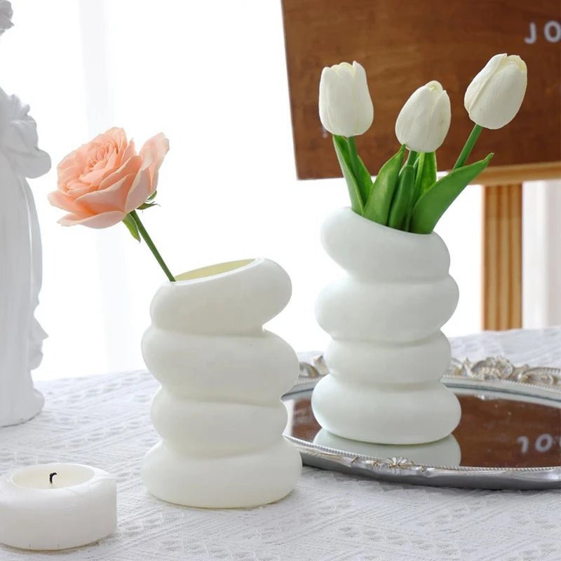Vase en spirale blanc 1/2 pièces - Décoration nordique créative - Zone shopping