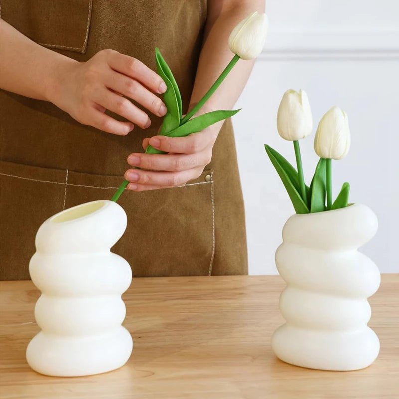 Vase en spirale blanc 1/2 pièces - Décoration nordique créative - Zone shopping