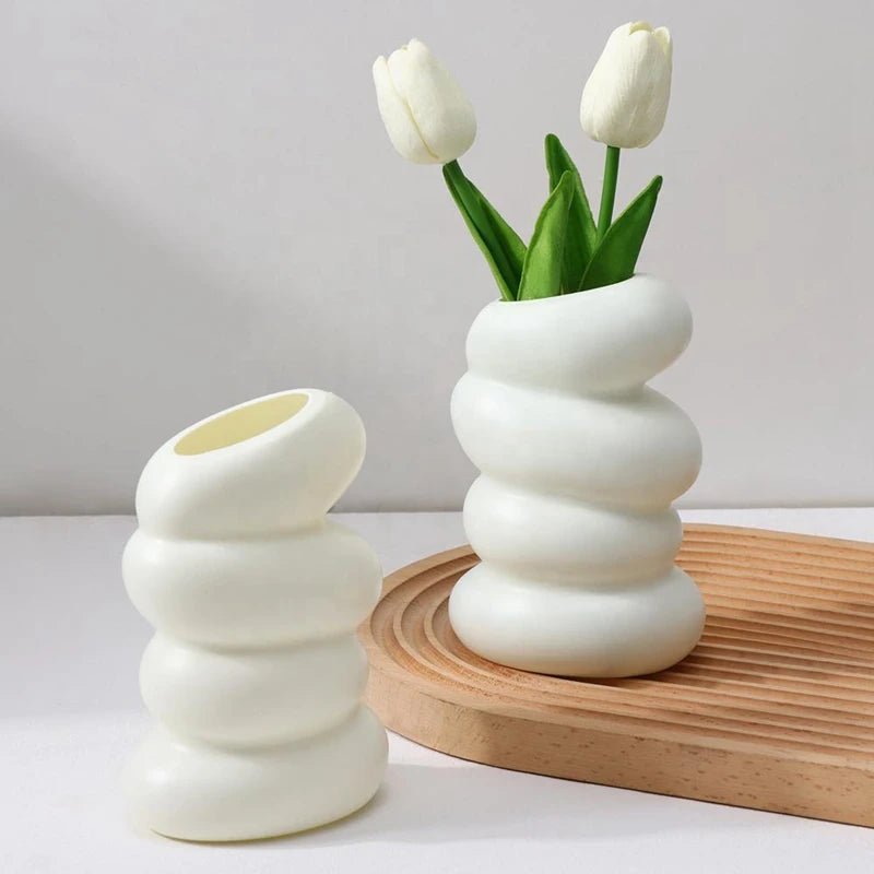 Vase en spirale blanc 1/2 pièces - Décoration nordique créative - Zone shopping