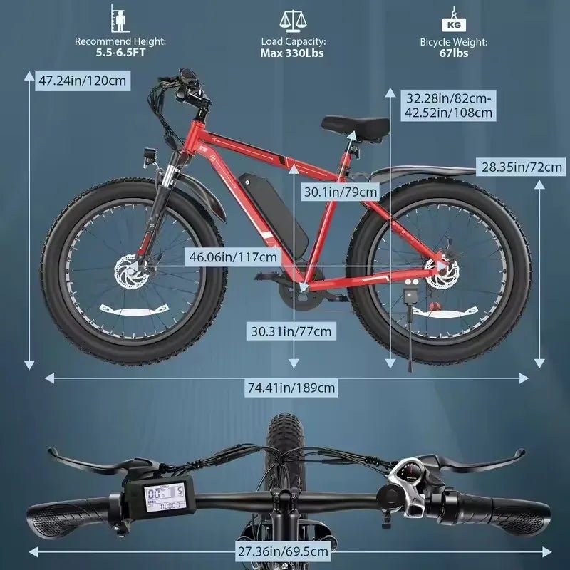 Vélo Électrique CF26 1000W, 25 km/h, 48V, Autonomie 80 km - Zone shopping