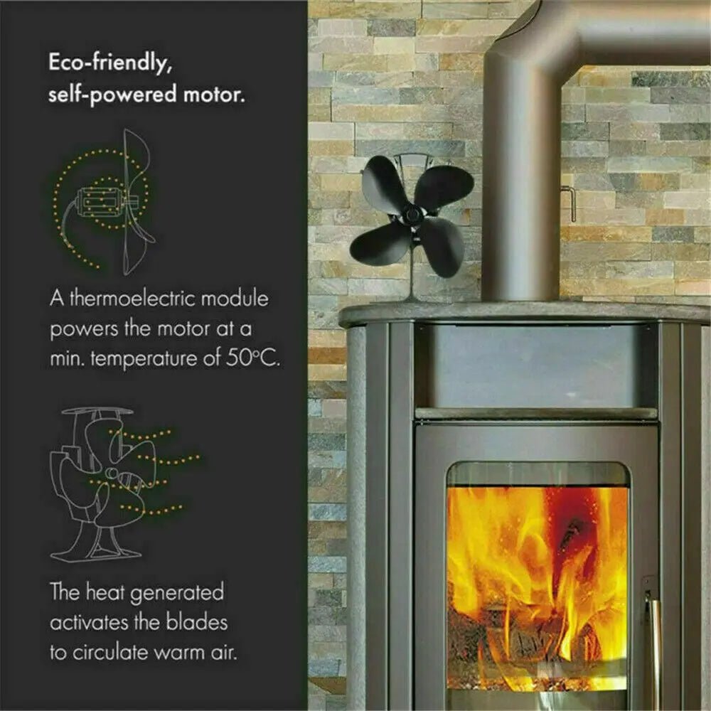 Ventilateur pour poêle à bois - Ensemble 4 pièces cheminée efficace - Zone shopping