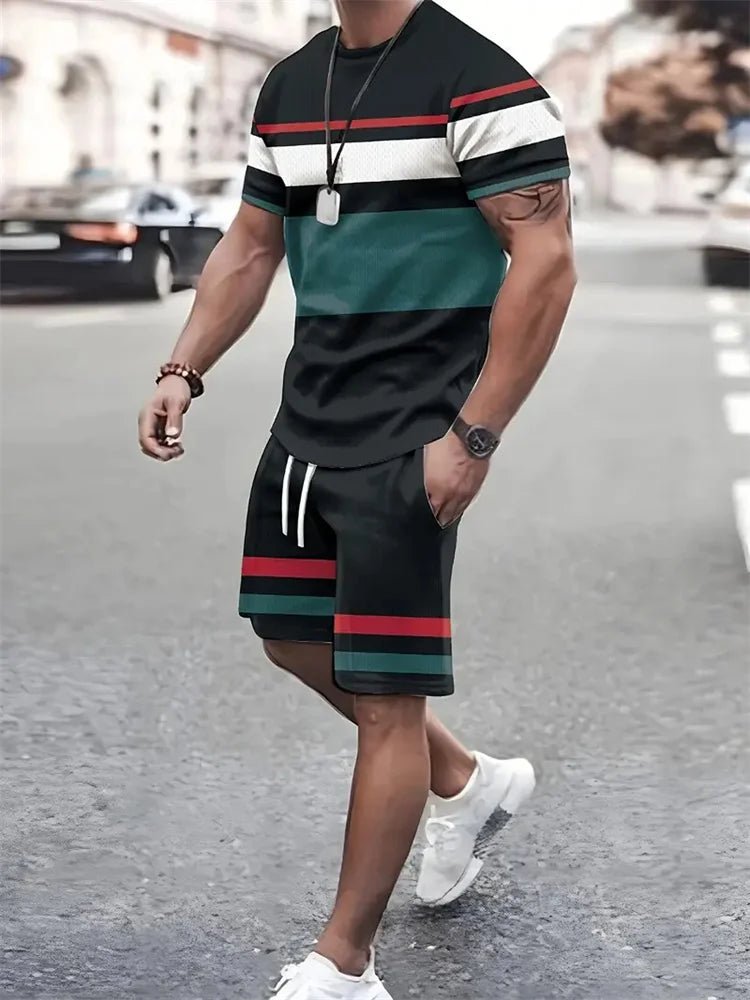 Vêtements de sport d'été hommes : T-shirt, short, costume 2 pièces - Zone shopping