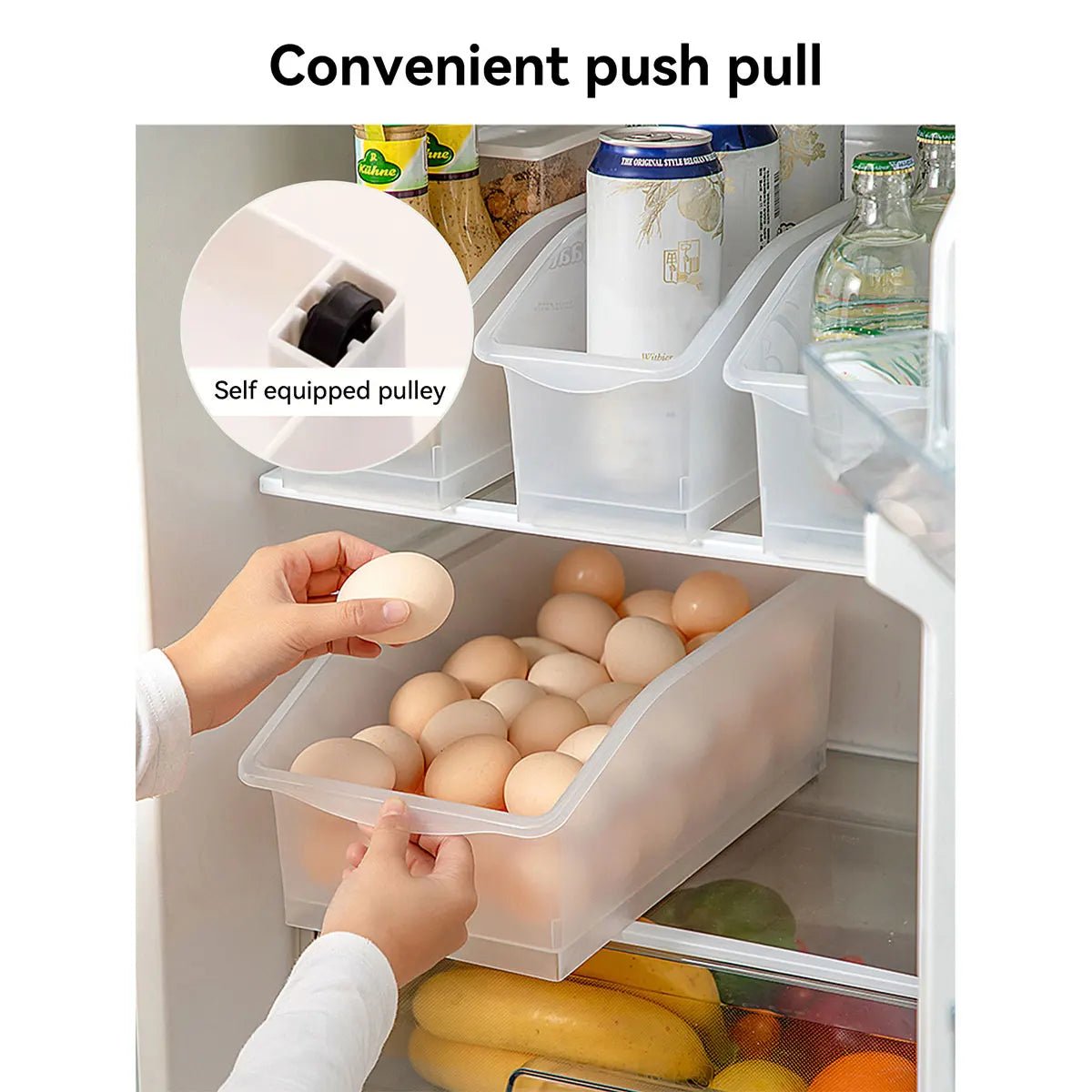 WORTHBUY Boîte de rangement en plastique à roulettes pour réfrigérateur, armoire de collation de bureau de cuisine, soleil, mallette de rangement officielle - Zone shopping
